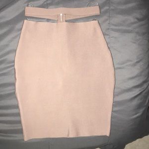 bandage skirt in a mauve/ mocha color